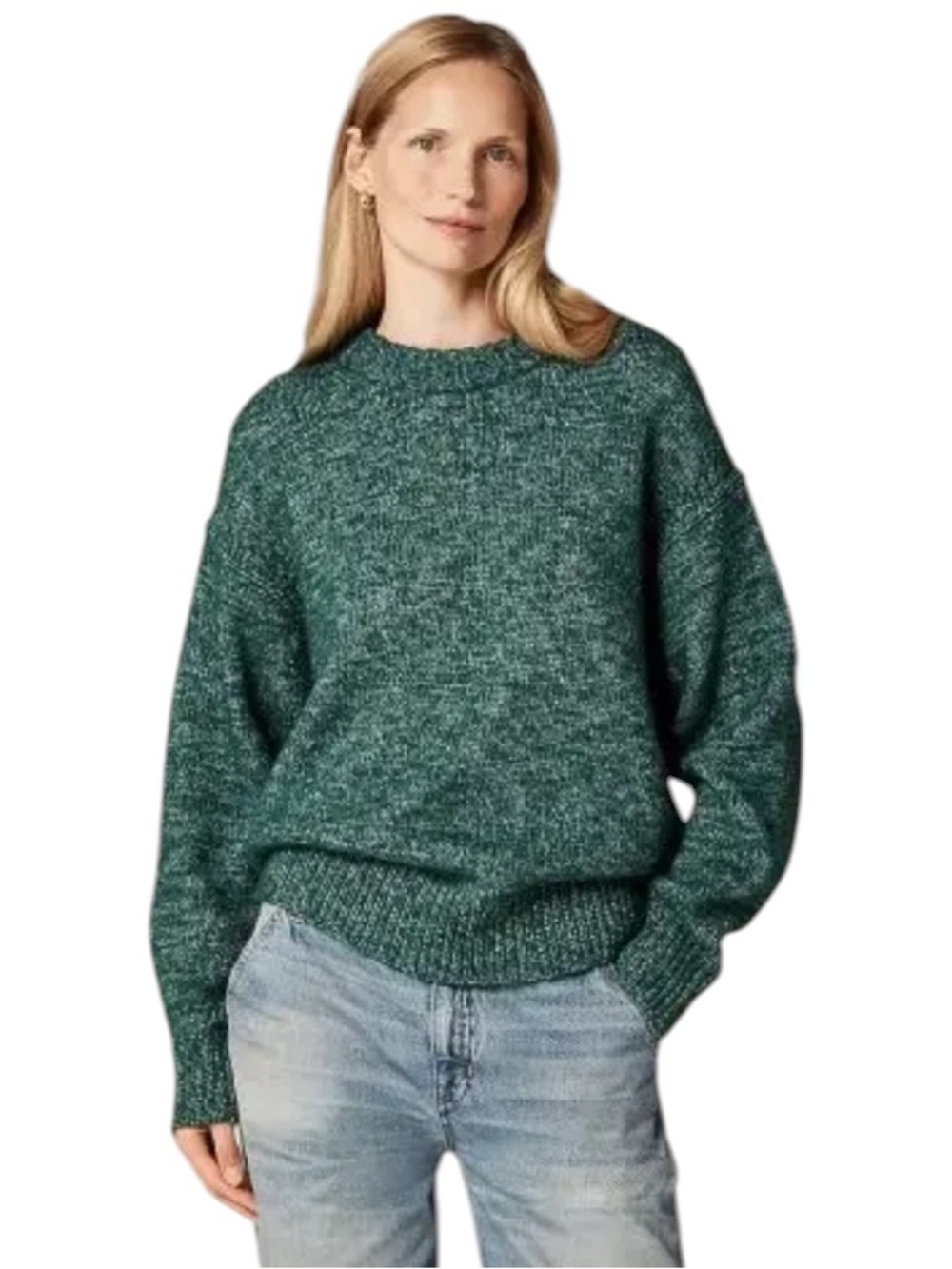 J. Crew Relaxed Crewneck Pullover Sweater Size Small Green Oversized Cozy NWT